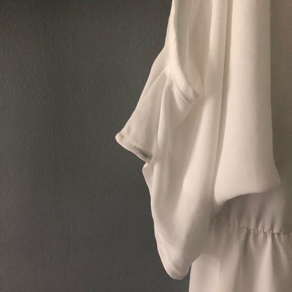 White Blouse Cold Shoulder Flamingo ✵ White Office - Picture 2 of 5